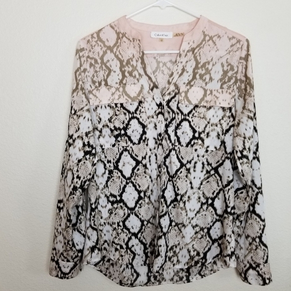 Calvin klein| snake print button down blouse - Picture 1 of 5